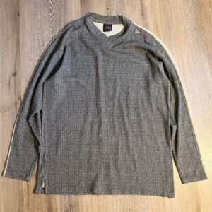 FUBU V-Neck Ribbed Gray Sweater Size 2XL Vintage Retro Lined Y2K Sweater